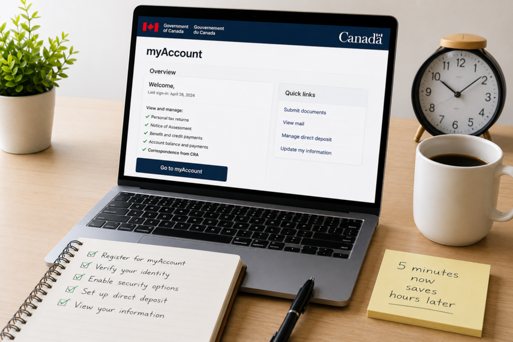 CRA myAccount: the 5-minute setup that saves hours later